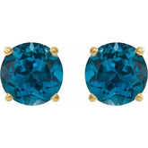 14K Yellow 6 mm Natural London Blue Topaz Stud Earrings